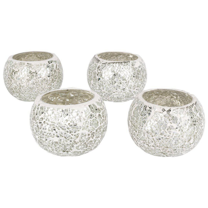Set of 4 Round Mosaic Votive Candle Holder for Table Centerpiece, Home Decor, Special Occassions and Gifts-Set of 4-Koyal Wholesale-Purple-