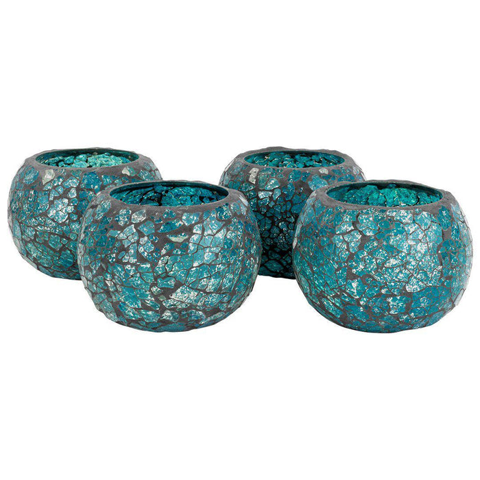 Set of 4 Round Mosaic Votive Candle Holder for Table Centerpiece, Home Decor, Special Occassions and Gifts-Set of 4-Koyal Wholesale-Purple-