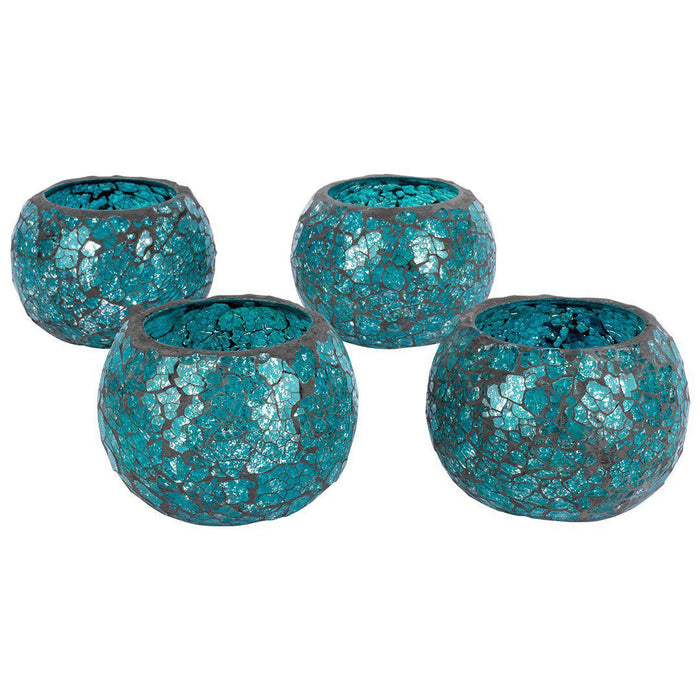Set of 4 Round Mosaic Votive Candle Holder for Table Centerpiece, Home Decor, Special Occassions and Gifts-Set of 4-Koyal Wholesale-Purple-