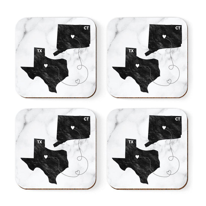 Set of 4 Square Coffee Drink Coasters Texas Long Distance Gift-Set of 4-Andaz Press-Alabama-