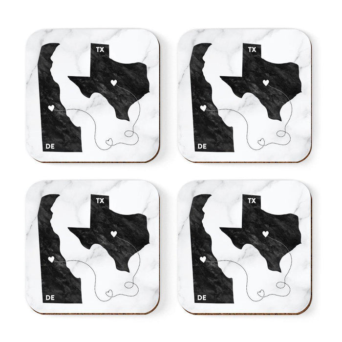 Set of 4 Square Coffee Drink Coasters Texas Long Distance Gift-Set of 4-Andaz Press-Alabama-
