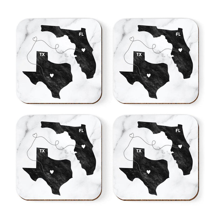 Set of 4 Square Coffee Drink Coasters Texas Long Distance Gift-Set of 4-Andaz Press-Alabama-