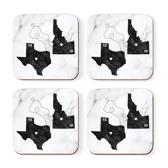 Set of 4 Square Coffee Drink Coasters Texas Long Distance Gift-Set of 4-Andaz Press-Alabama-