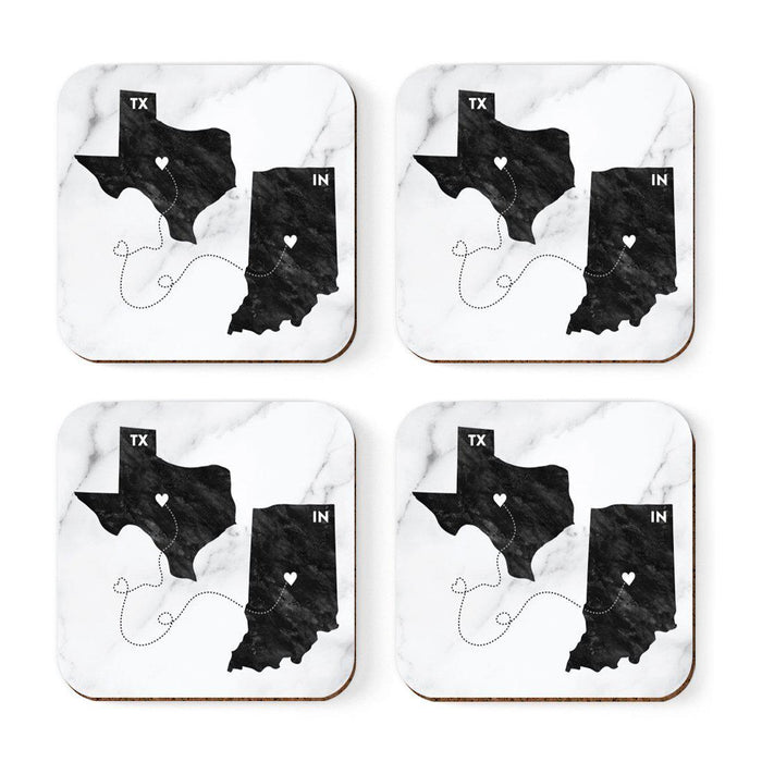 Set of 4 Square Coffee Drink Coasters Texas Long Distance Gift-Set of 4-Andaz Press-Alabama-