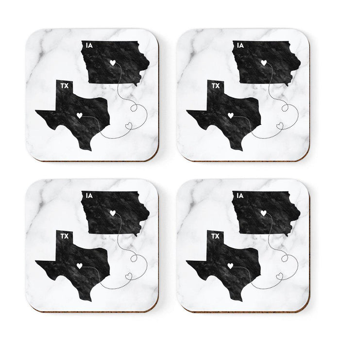Set of 4 Square Coffee Drink Coasters Texas Long Distance Gift-Set of 4-Andaz Press-Alabama-