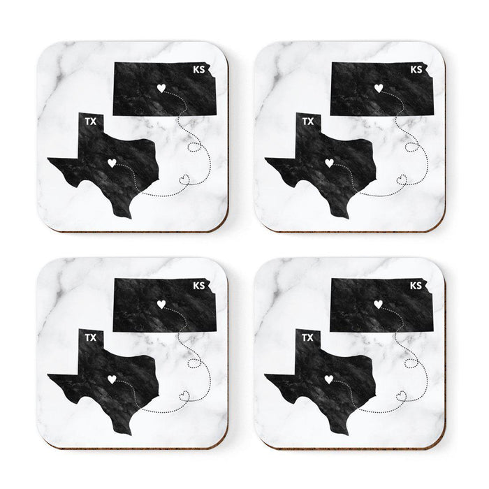 Set of 4 Square Coffee Drink Coasters Texas Long Distance Gift-Set of 4-Andaz Press-Alabama-