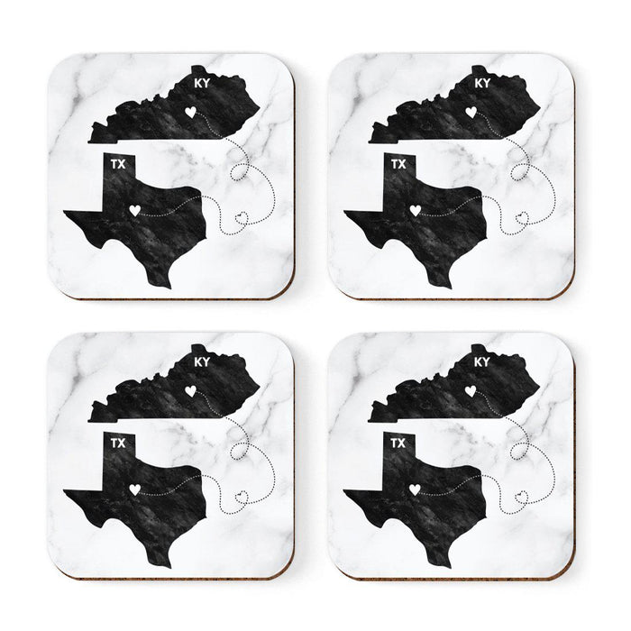 Set of 4 Square Coffee Drink Coasters Texas Long Distance Gift-Set of 4-Andaz Press-Alabama-