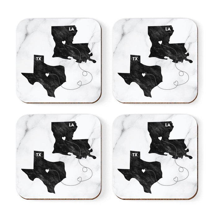 Set of 4 Square Coffee Drink Coasters Texas Long Distance Gift-Set of 4-Andaz Press-Alabama-