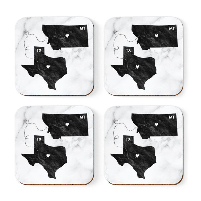 Set of 4 Square Coffee Drink Coasters Texas Long Distance Gift-Set of 4-Andaz Press-Alabama-