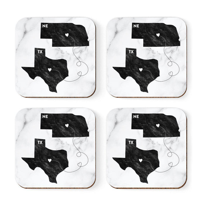 Set of 4 Square Coffee Drink Coasters Texas Long Distance Gift-Set of 4-Andaz Press-Alabama-