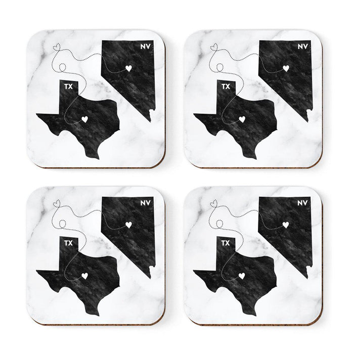 Set of 4 Square Coffee Drink Coasters Texas Long Distance Gift-Set of 4-Andaz Press-Alabama-