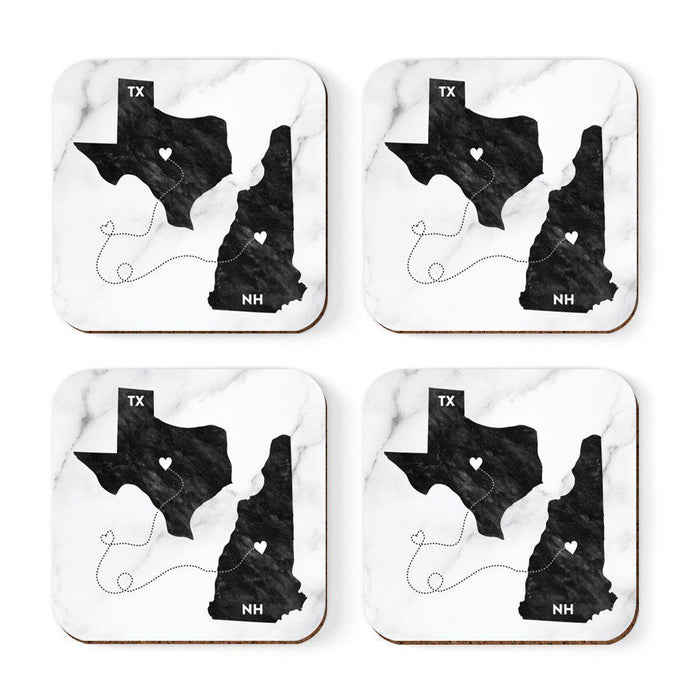 Set of 4 Square Coffee Drink Coasters Texas Long Distance Gift-Set of 4-Andaz Press-Alabama-