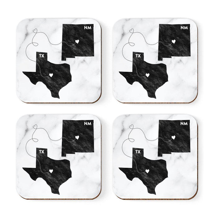 Set of 4 Square Coffee Drink Coasters Texas Long Distance Gift-Set of 4-Andaz Press-Alabama-