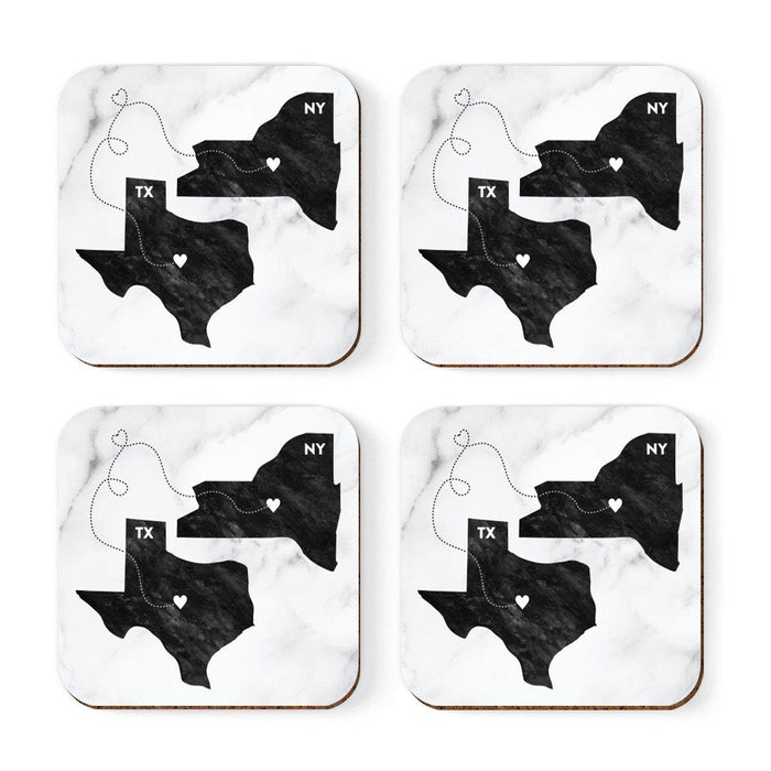 Set of 4 Square Coffee Drink Coasters Texas Long Distance Gift-Set of 4-Andaz Press-Alabama-