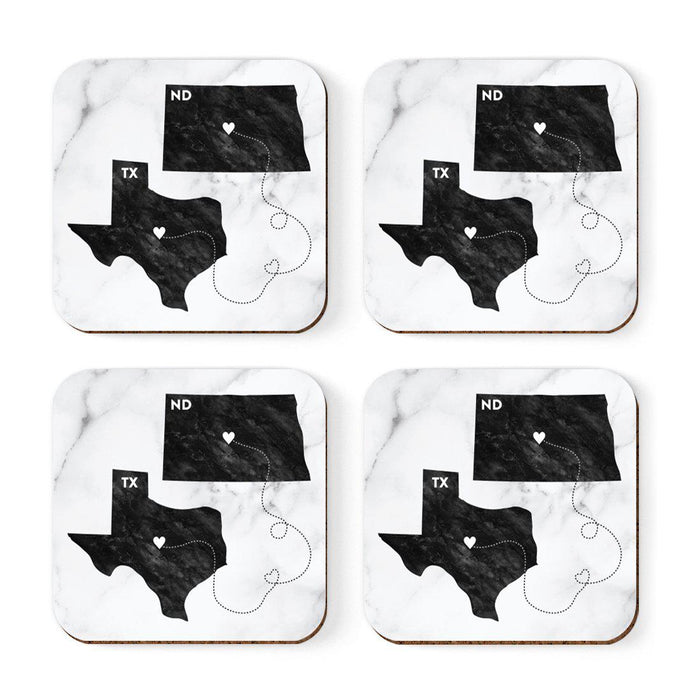 Set of 4 Square Coffee Drink Coasters Texas Long Distance Gift-Set of 4-Andaz Press-Alabama-