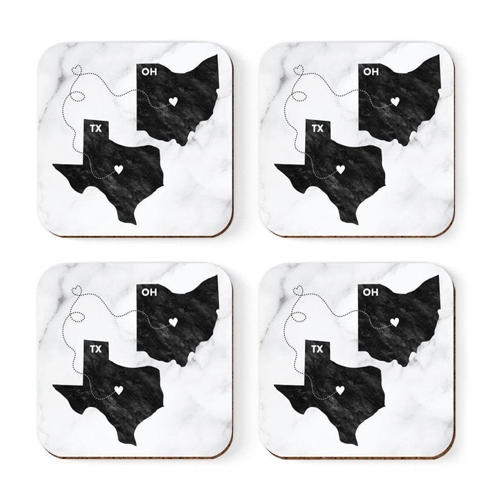 Set of 4 Square Coffee Drink Coasters Texas Long Distance Gift-Set of 4-Andaz Press-Alabama-