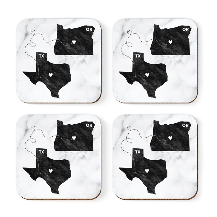 Set of 4 Square Coffee Drink Coasters Texas Long Distance Gift-Set of 4-Andaz Press-Alabama-
