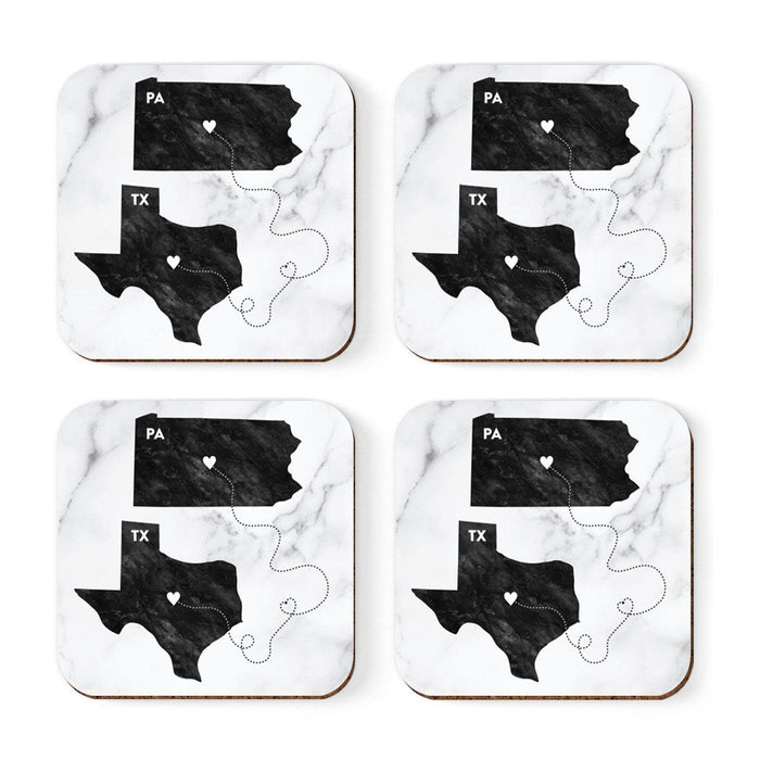 Set of 4 Square Coffee Drink Coasters Texas Long Distance Gift-Set of 4-Andaz Press-Alabama-