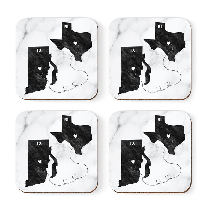 Set of 4 Square Coffee Drink Coasters Texas Long Distance Gift-Set of 4-Andaz Press-Alabama-