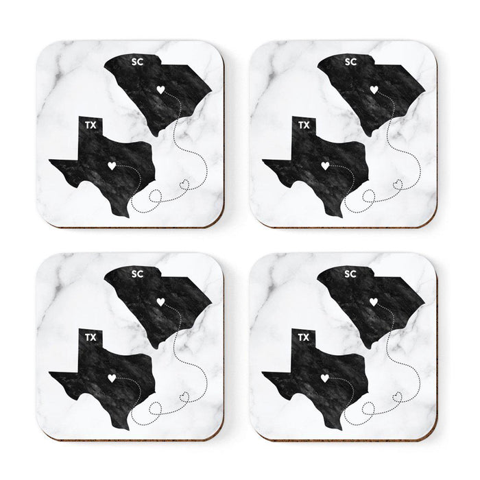 Set of 4 Square Coffee Drink Coasters Texas Long Distance Gift-Set of 4-Andaz Press-Alabama-