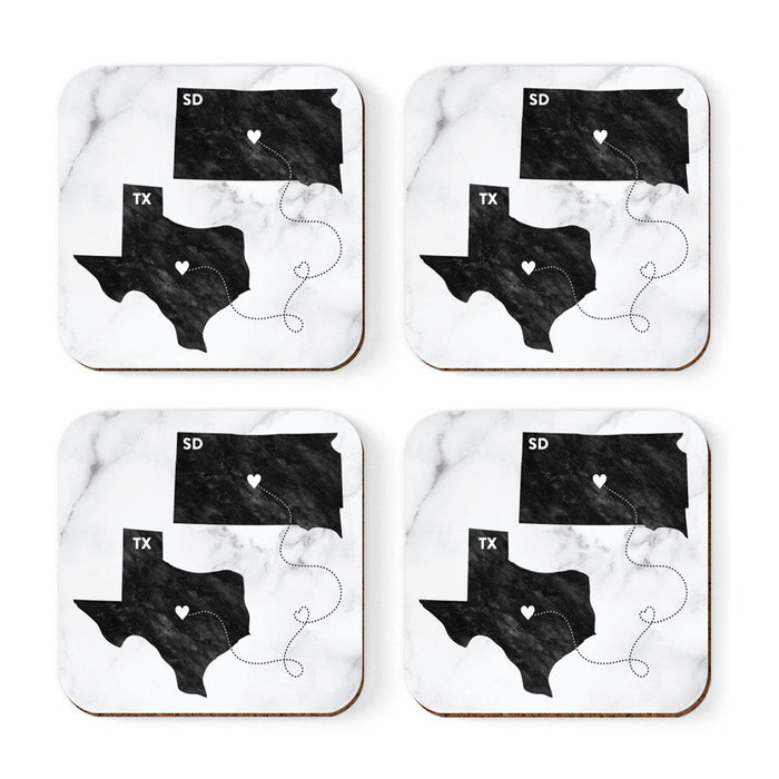 Set of 4 Square Coffee Drink Coasters Texas Long Distance Gift-Set of 4-Andaz Press-Alabama-