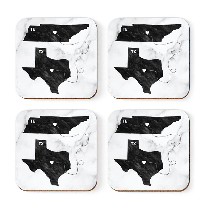 Set of 4 Square Coffee Drink Coasters Texas Long Distance Gift-Set of 4-Andaz Press-Alabama-