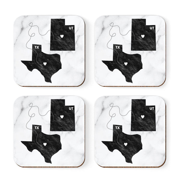 Set of 4 Square Coffee Drink Coasters Texas Long Distance Gift-Set of 4-Andaz Press-Alabama-