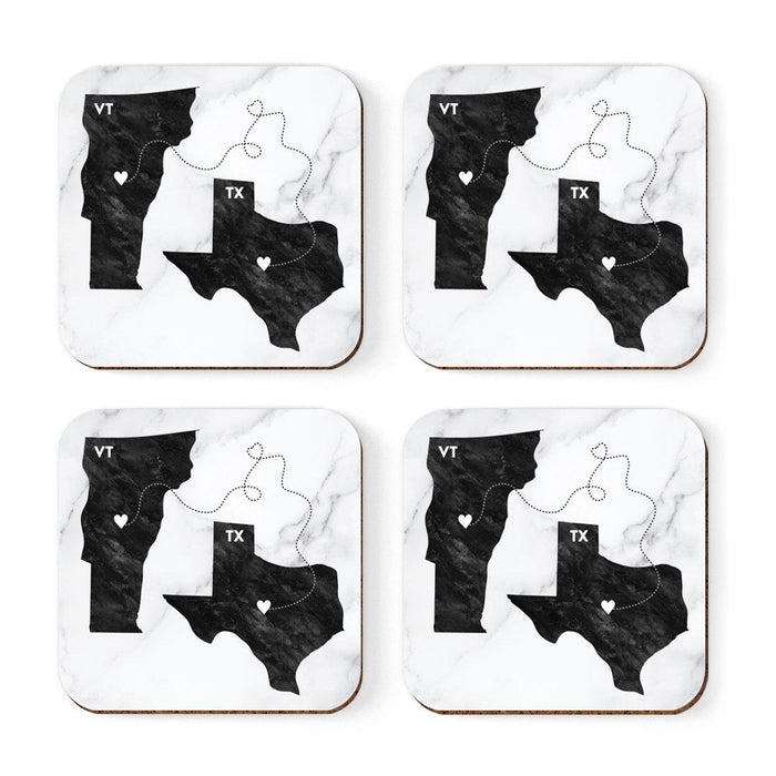 Set of 4 Square Coffee Drink Coasters Texas Long Distance Gift-Set of 4-Andaz Press-Alabama-