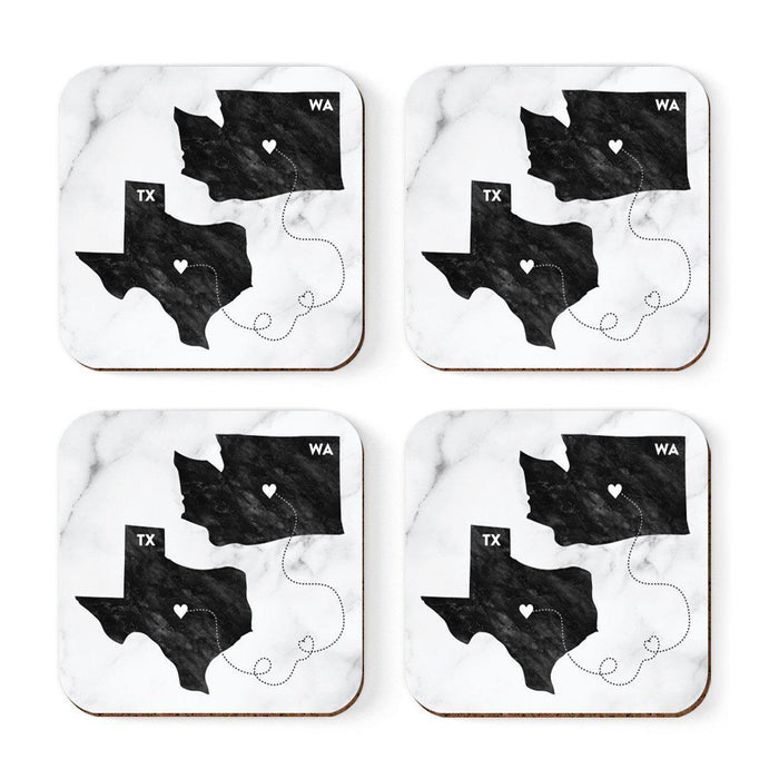 Set of 4 Square Coffee Drink Coasters Texas Long Distance Gift-Set of 4-Andaz Press-Alabama-