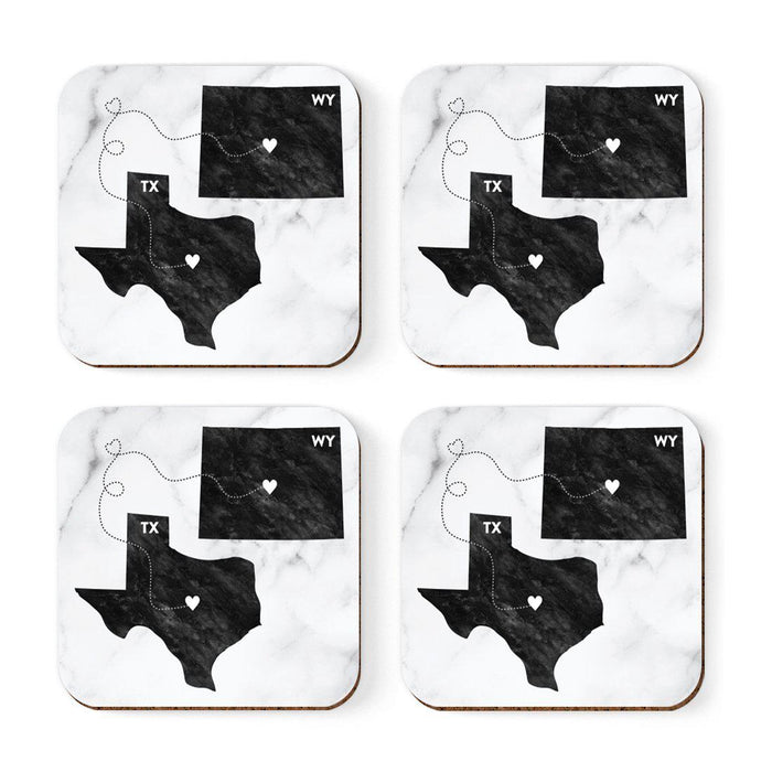 Set of 4 Square Coffee Drink Coasters Texas Long Distance Gift-Set of 4-Andaz Press-Alabama-