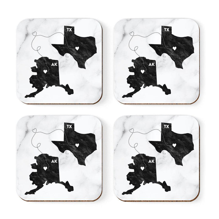 Set of 4 Square Coffee Drink Coasters Texas Long Distance Gift-Set of 4-Andaz Press-Alabama-