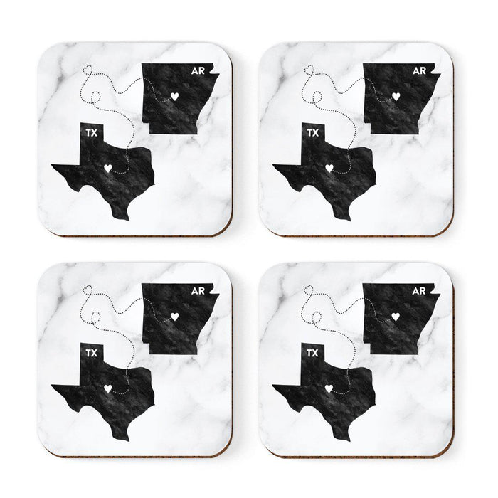 Set of 4 Square Coffee Drink Coasters Texas Long Distance Gift-Set of 4-Andaz Press-Alabama-
