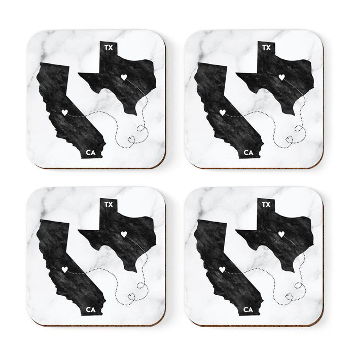 Set of 4 Square Coffee Drink Coasters Texas Long Distance Gift-Set of 4-Andaz Press-Alabama-