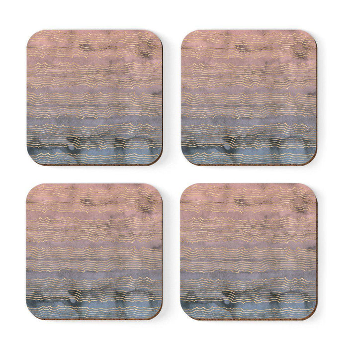 Set of 4 Square Drink Coffee Coasters Gift Set, Textures-Set of 4-Andaz Press-Marble Coral Aqua-