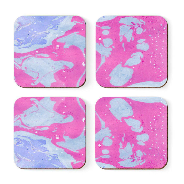 Set of 4 Square Drink Coffee Coasters Gift Set, Textures-Set of 4-Andaz Press-Marble Coral Aqua-