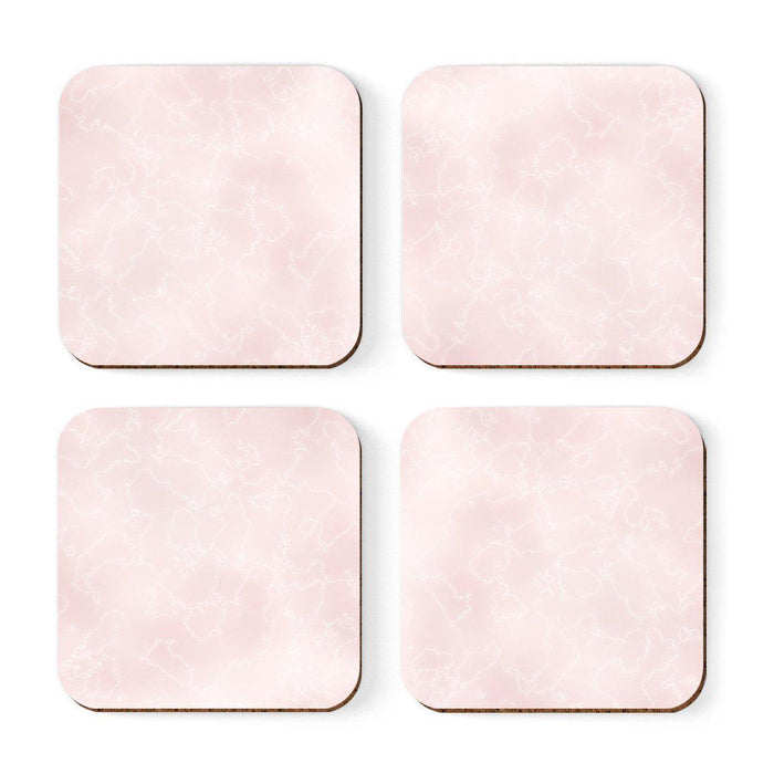 Set of 4 Square Drink Coffee Coasters Gift Set, Textures-Set of 4-Andaz Press-Marble Coral Aqua-