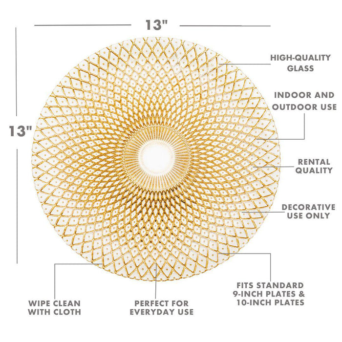 Set of 4 Starburst Glass Charger Plates-Set of 4-Koyal Wholesale-Gold-