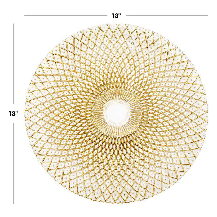 Set of 4 Starburst Glass Charger Plates-Set of 4-Koyal Wholesale-Gold-