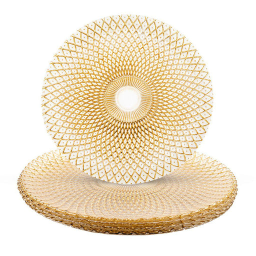 Set of 4 Starburst Glass Charger Plates-Set of 4-Koyal Wholesale-Gold-