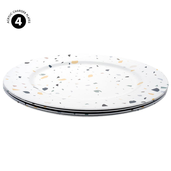 Set of 4 Terrazzo Acrylic Charger Plates Bulk Pack-Koyal Wholesale-Set of 1 (4 PC)-
