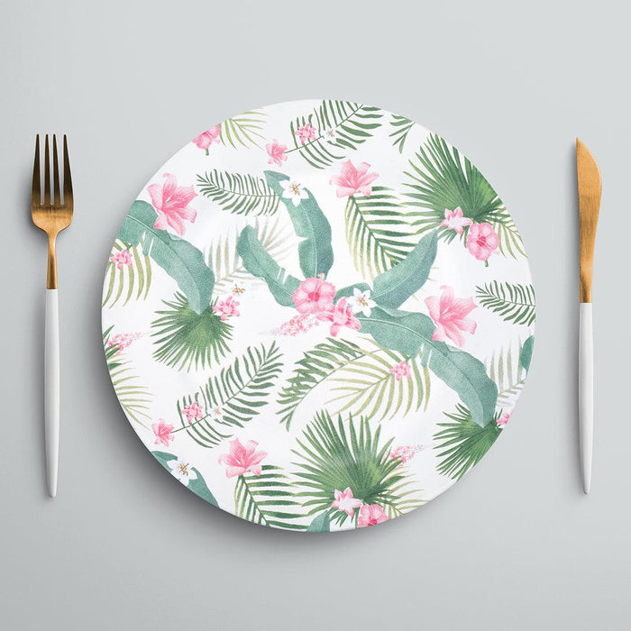 Set of 4 Tropical Hibiscus Leaves Acrylic Charger Plates, Bulk Pack-Koyal Wholesale-Set of 1 (4 PC)-