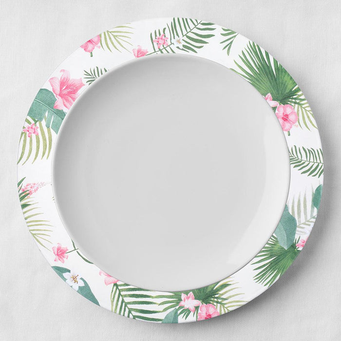 Set of 4 Tropical Hibiscus Leaves Acrylic Charger Plates, Bulk Pack-Koyal Wholesale-Set of 1 (4 PC)-