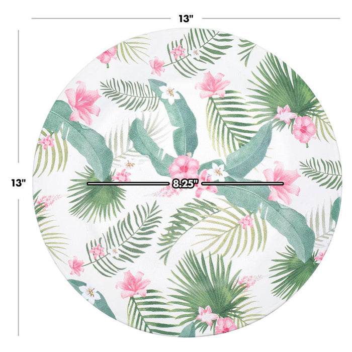 Set of 4 Tropical Hibiscus Leaves Acrylic Charger Plates, Bulk Pack-Koyal Wholesale-Set of 1 (4 PC)-