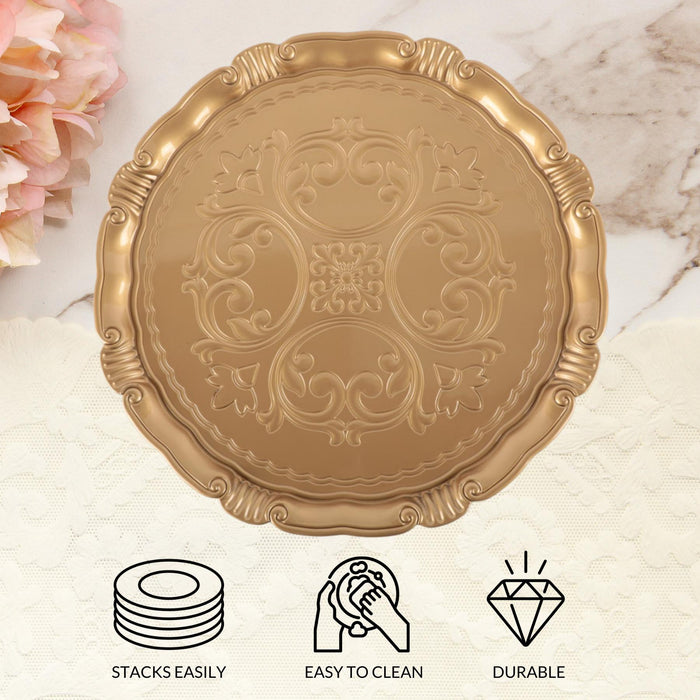 Set of 4 Victorian Embossed Charger Plates-Set of 4-Koyal Wholesale-Gold-
