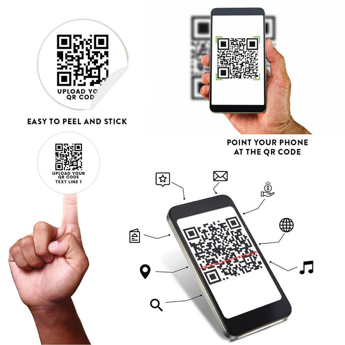 Set of 40 Custom QR Code Stickers, 2" Labels, Design Your Own QR Code for Small Business, Social Media-Set of 40-Andaz Press-2" QR Code Stickers-