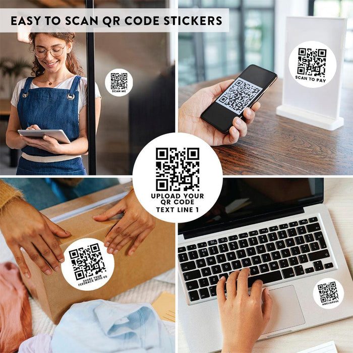 Set of 40 Custom QR Code Stickers, 2" Labels, Design Your Own QR Code for Small Business, Social Media-Set of 40-Andaz Press-2" QR Code Stickers-