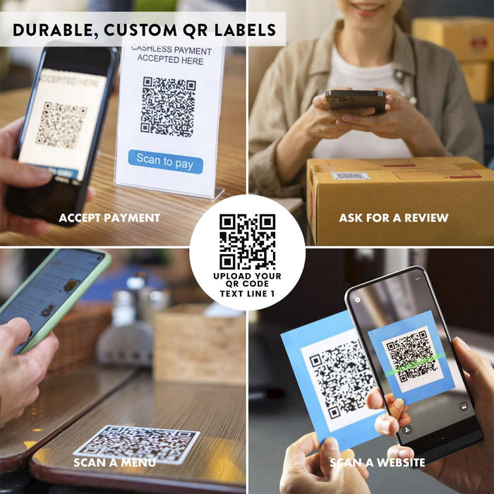 Set of 40 Custom QR Code Stickers, 2" Labels, Design Your Own QR Code for Small Business, Social Media-Set of 40-Andaz Press-2" QR Code Stickers-