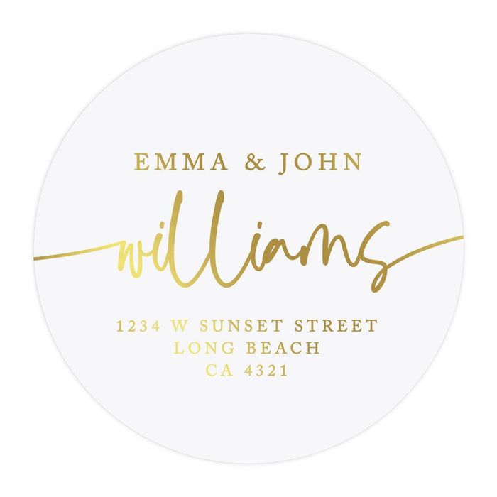 Set of 40 Round Clear Custom Wedding Return Address Labels with Gold Ink-Set of 40-Andaz Press-The Future Mr. & Mrs.-