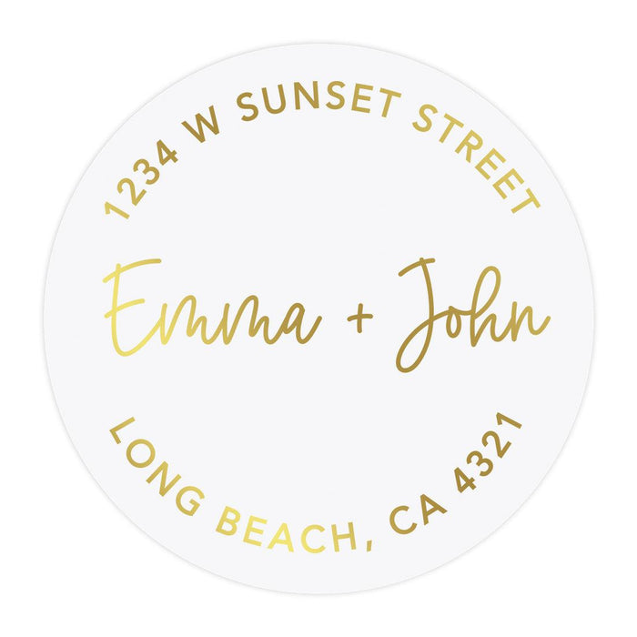 Set of 40 Round Clear Custom Wedding Return Address Labels with Gold Ink-Set of 40-Andaz Press-The Future Mr. & Mrs.-