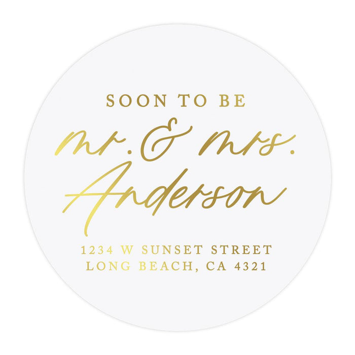 Set of 40 Round Clear Custom Wedding Return Address Labels with Gold Ink-Set of 40-Andaz Press-The Future Mr. & Mrs.-